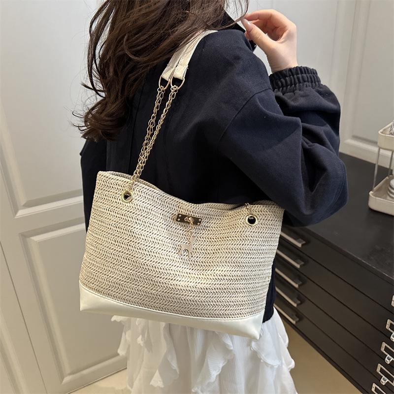 Woven Bags Women's Bags Stylish and Simple Shoulder Handbags Large Capacity Commuter Tote Bags