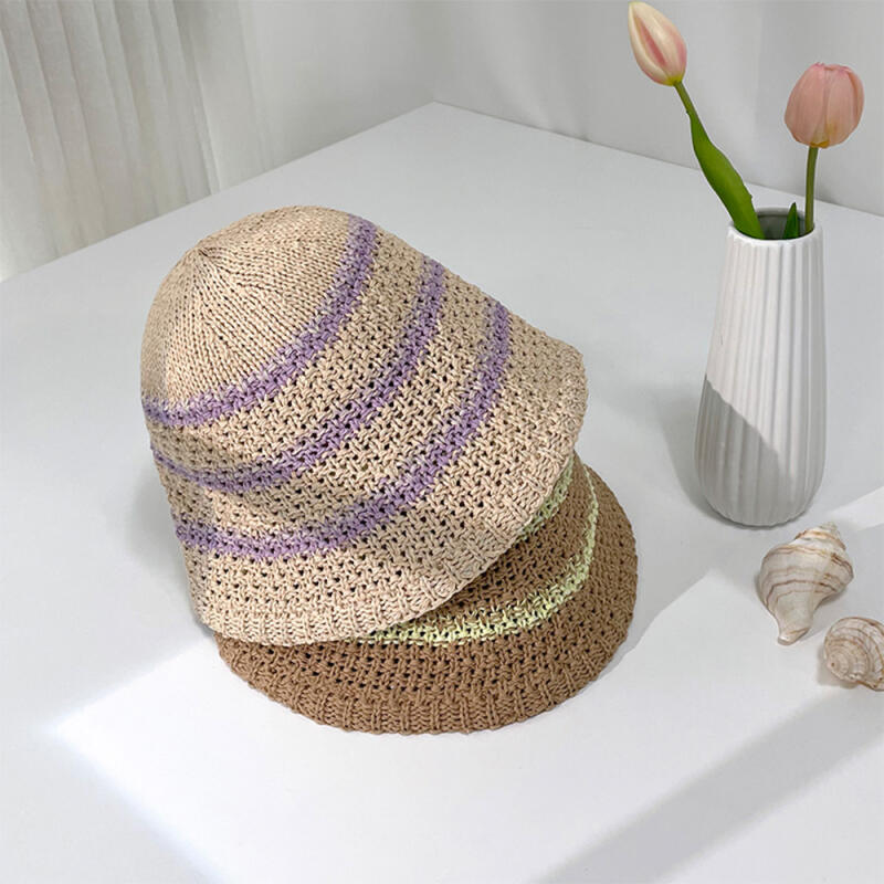 Women s Two-Tone Striped Governor Hat C4842_Gray