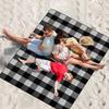 Beach picnic blanket mat with insulation waterproof 200x200cm mat xxl checkered