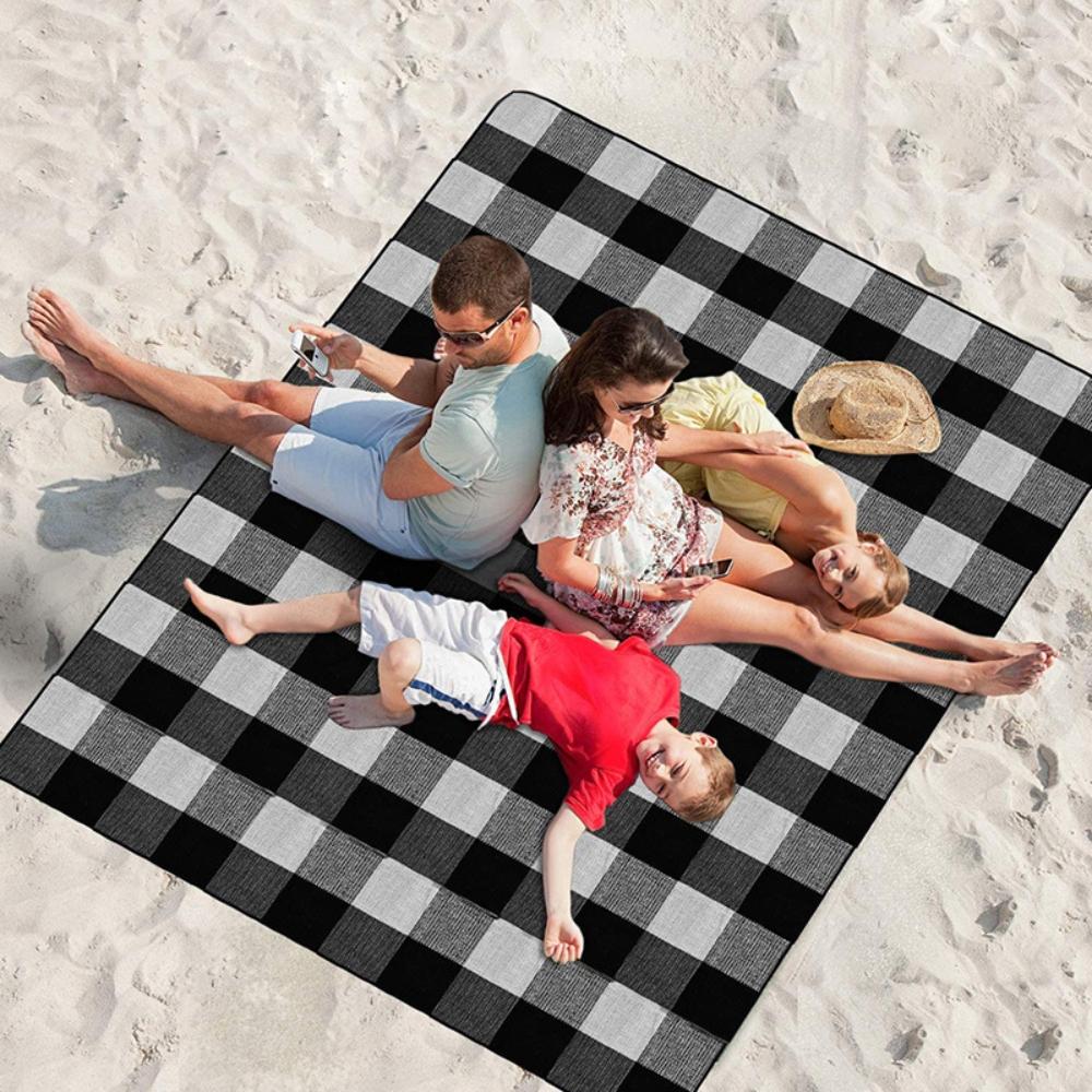 Beach picnic blanket mat with insulation waterproof 200x200cm mat xxl checkered