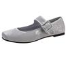 Fashion Spring New Low Heel Single Shoes Women's Square Head Shallow Mouth One Word Buckle Soft Sole Non-slip Low Top Shoes