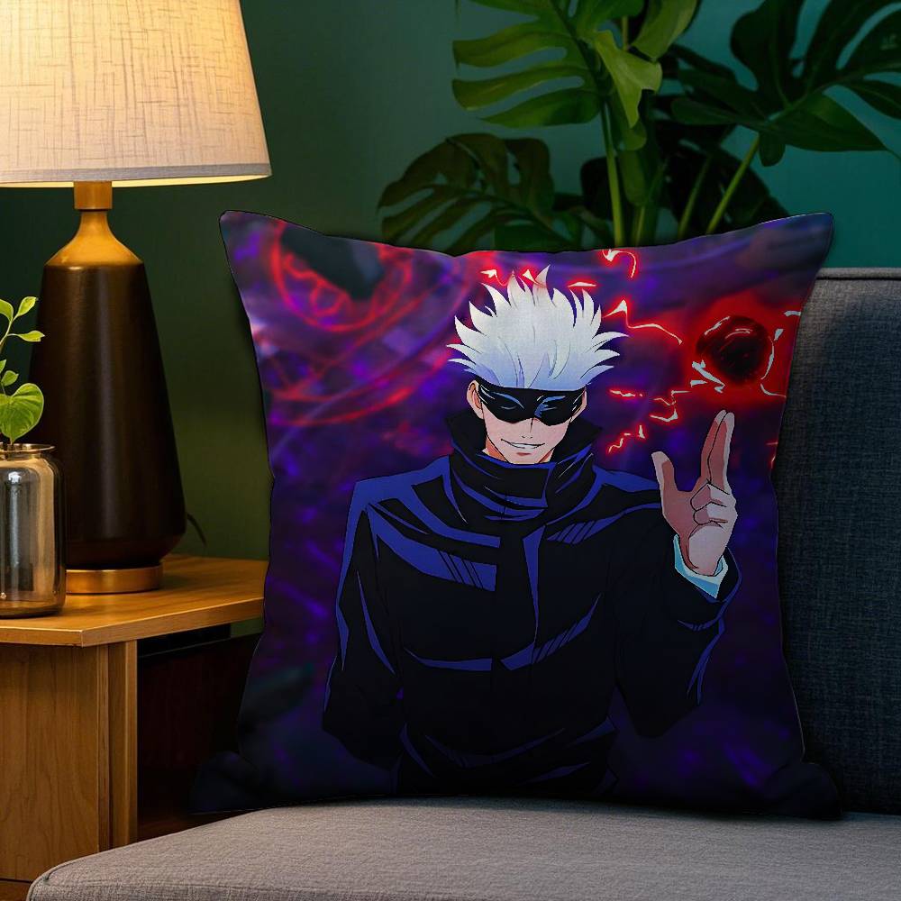 J-Jujutsu Kaisen G-Gojo Satoru Pillow Case Plush Fabric Soft Double Sided Print Short Plush Home Sofa Cushion Cover Throw
