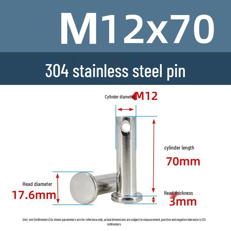 304 Stainless Steel Cylindrical Flat Head Positioning Pin with Hole (M3-M10)