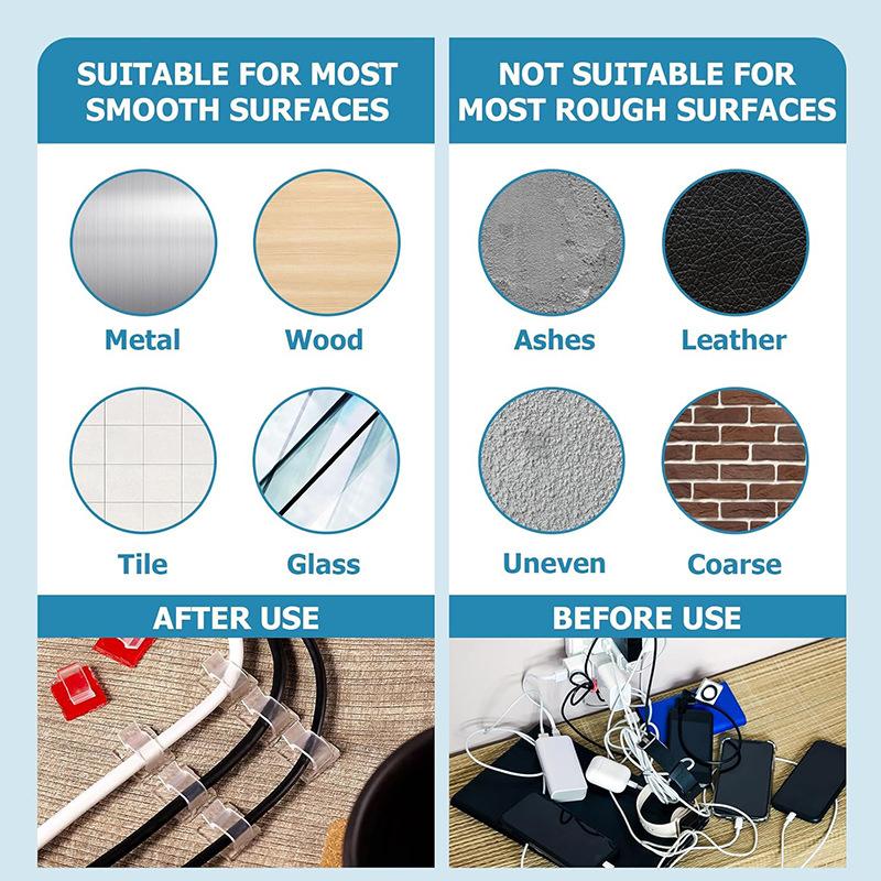 20/50Pcs Cable Clips Self Adhesive Cord Management Black Wire Organizer Clamp Car Wire Accessories