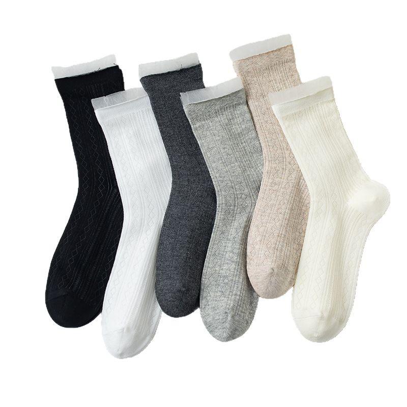 Women's Summer Thin Lace Ballet Style Boneless Breathable Cotton Socks