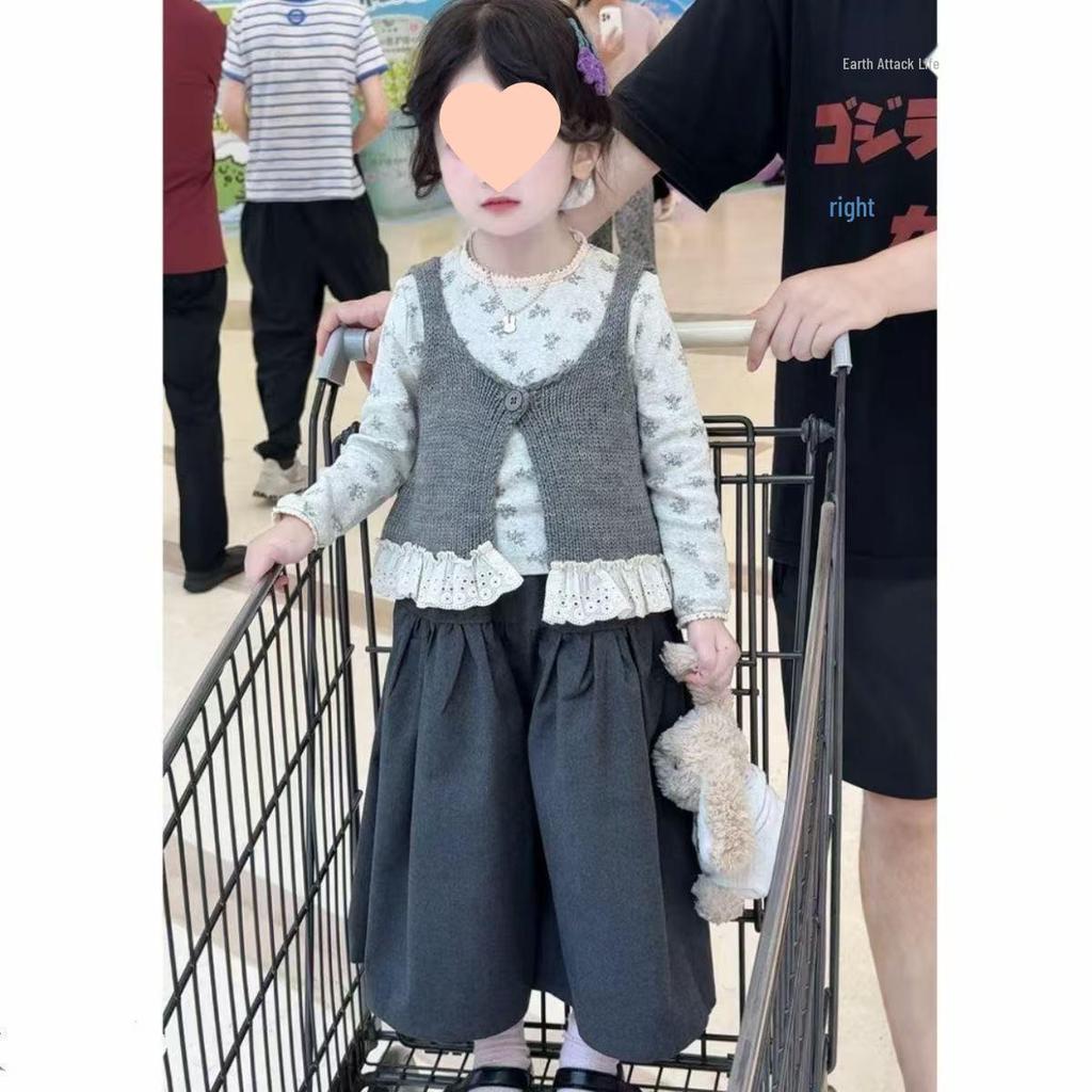 2025 Mädchen Trendiges Mode-Weste-Set im koreanischen Stil - Modisches Kinder-3-teiliges Outfit