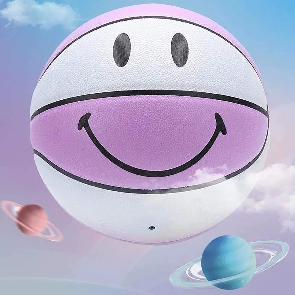 7 Smile Beginner Gift for Kids PU Basketball Mesh for Indoor and Outdoor Training No. Color-Changing Basketball, 6+, Non-Slip Wear-Resistant (Needle,