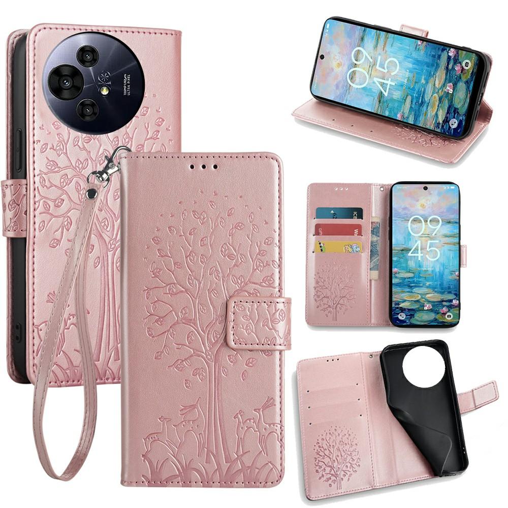 For TCL 50 Pro NxtPaper 5G/50 NxtPaper 5G Case PU Leather Wallet Phone Cover Tree Deer Imprinted