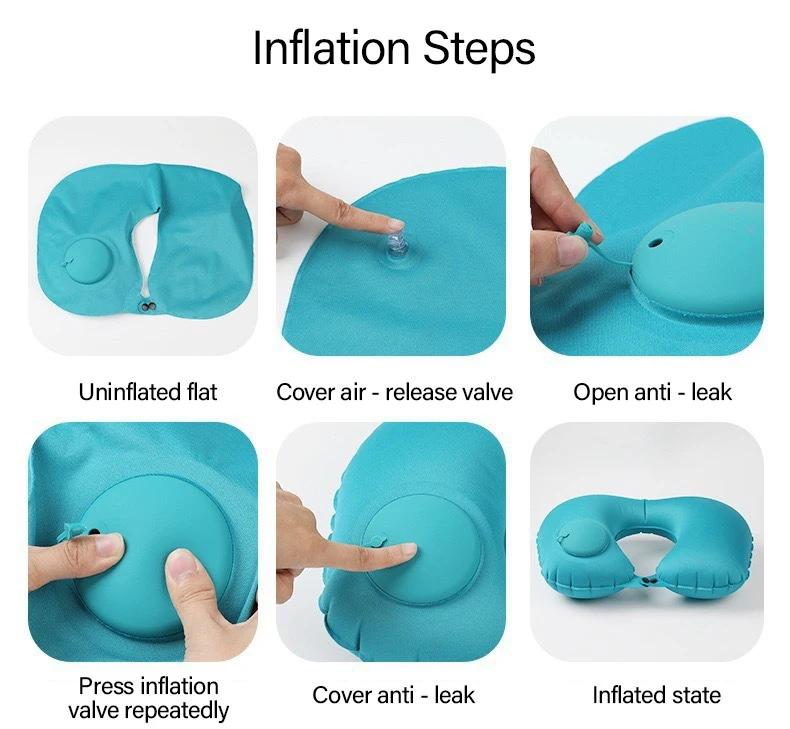 (1 Stück)Aufblasbares Kissen Reise TPU Gepresstes U-förmiges Kissen Outdoor Reise Tragbares Nackenschutzkissen