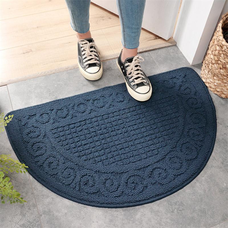 Solid Color Retro Semi-circular Dust Removal Door Mat Home Household Bathroom Non-slip Floor Rug