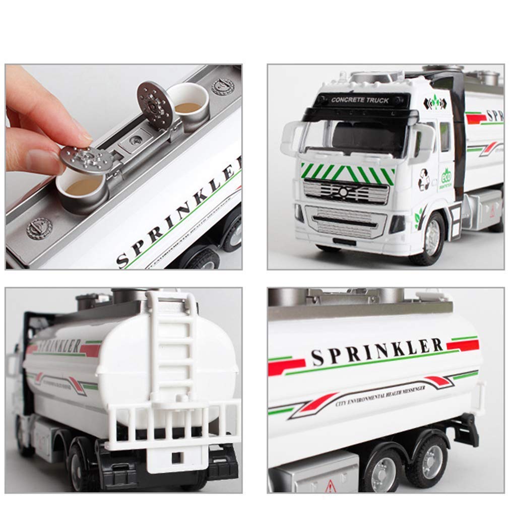 1/48 Scale Water Tanker Truck Vehicle Toy Model, Model Car, High Simulation Pull Back Function for Kids Gift Boys Girls Children