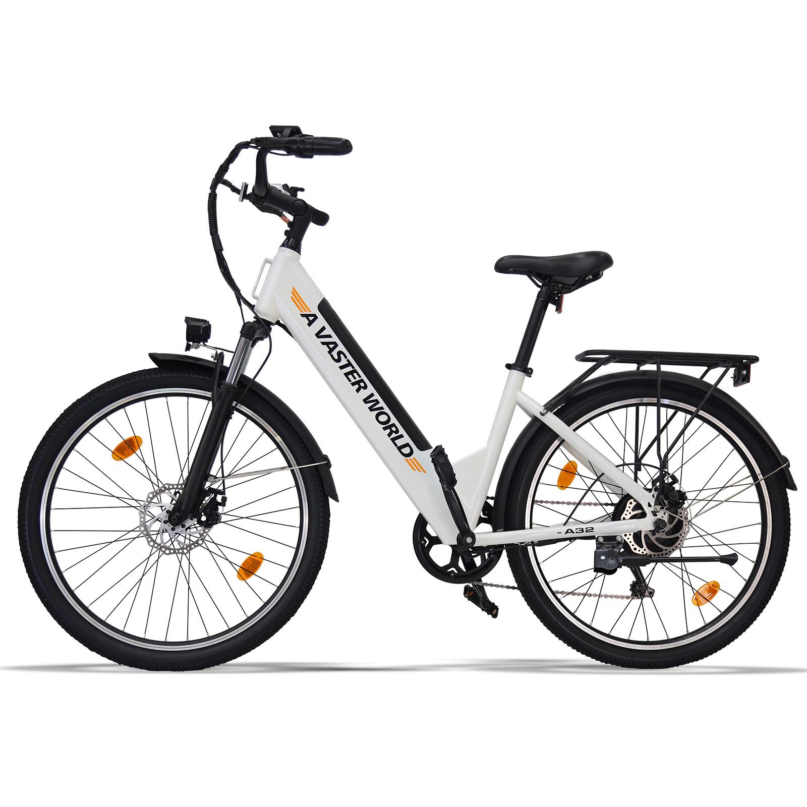 AVDL A32 Tiefeinstieg Elektrofahrrad für den Stadtverkehr, 48V 10,4Ah Akku weiß