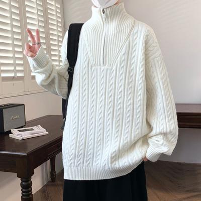 Spring and Autumn Turtleneck Half-zipper Sweater Men's and Women's Loose American Bottoming Sweater
