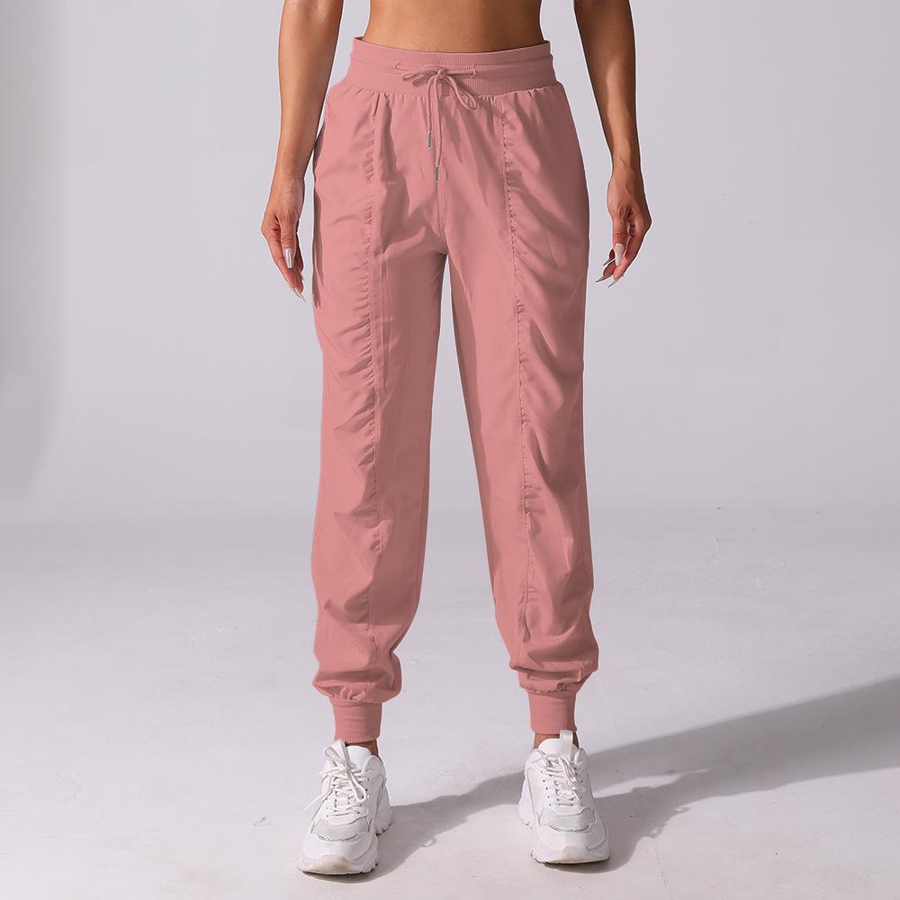 Women's Quick-Dry Pleated Cropped Running Pants with Drawstring