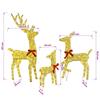 Reindeer Family Set of 3 Warm White Fabric 68 x 26 x 127 cm