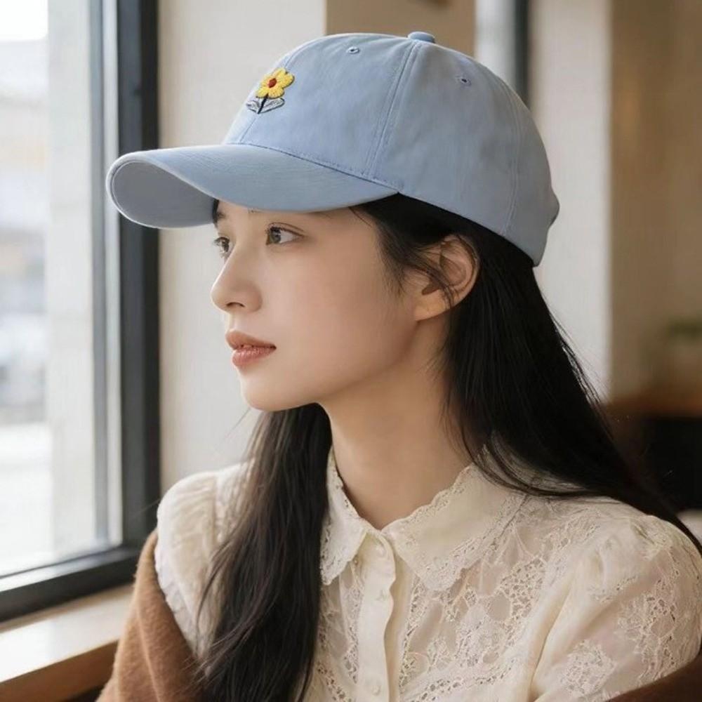 Adjustable Embroidered Peaked Hat Korean Style Sunshade Casquette Flower Baseball Cap  Women