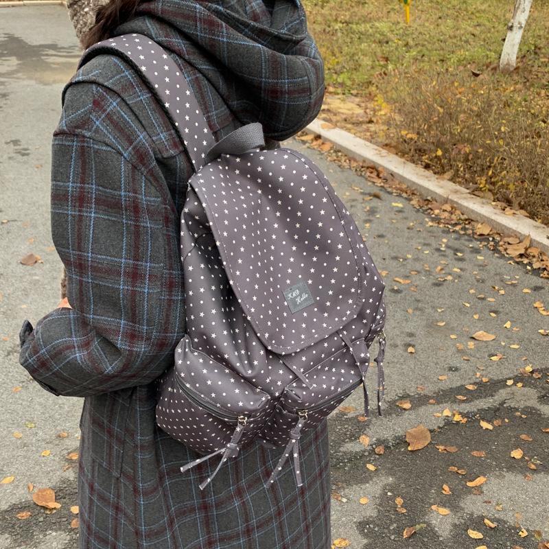 Schoolbag Korean sweet polka dot backpack bag women's 1011 new girls versatile high-value schoolbag drawstring casual backpack