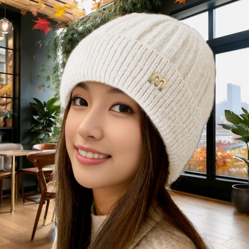 Herbst und Winter warme Mütze Damen koreanische Version Mode vielseitige Pullover Mütze Kälteschutz Plüsch verdickte Nerz gestrickte Wollmütze