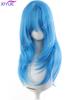 XIYUE Synthetic Long Straight High Level Wig Light Blue with Cosplay Wig with Bangs for Women Natural Hair Heat Resistant Fiber