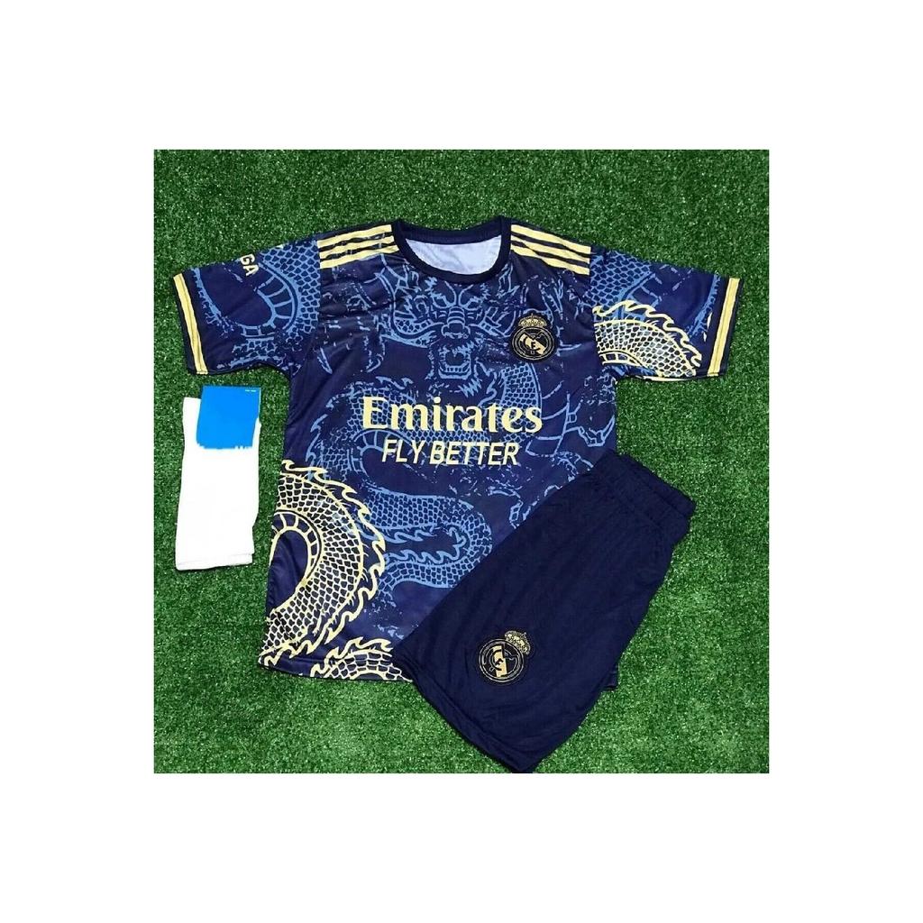R.e.a.l.m.a.d.r.i.d 2023/24 Season Dragon Patterned Cristiano Ronaldo Children's Jersey 3 -set (brda)