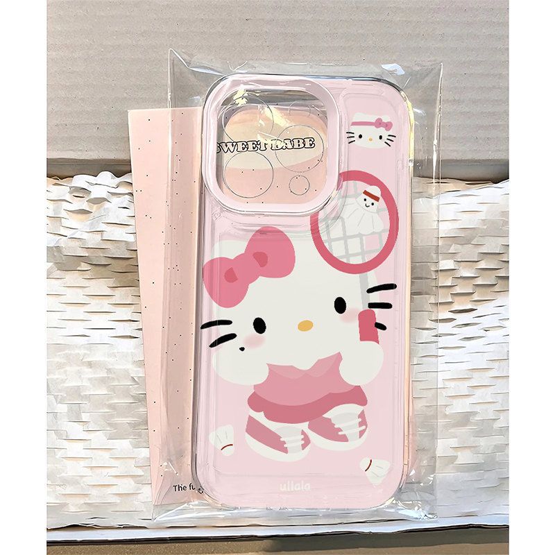 Cute Badminton Racket Cats for IPhone 16 Mobile Phone Case Apple 15 Protective Case