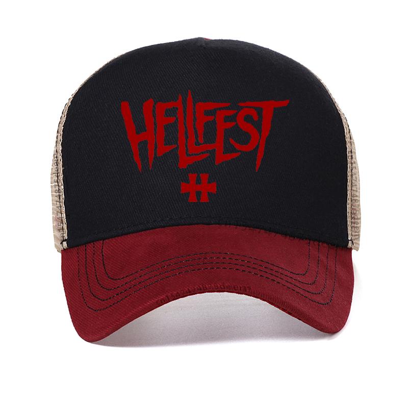 

Hellfest Heavy Metal Music Festival Logo Baseball Caps Men cool summer Mesh Breathable Trucker hat unisex Adjustable brand hats Adjustable красный