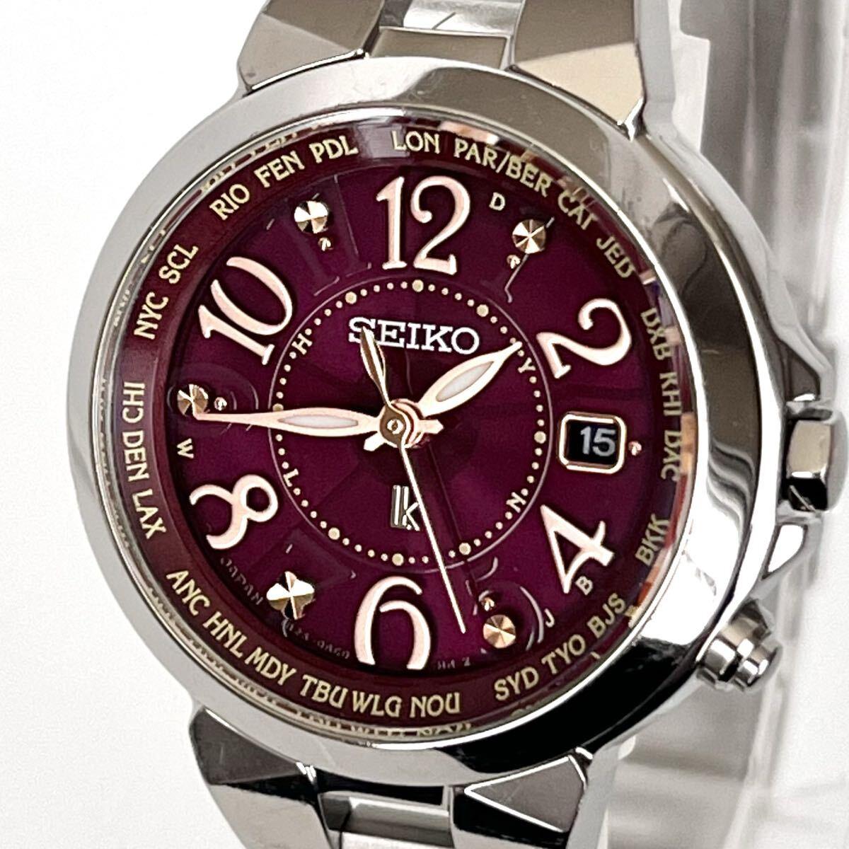 Used [In operation] Polished Seiko SEIKO LUKIA Ladies Watch Radio Solar Good Condition Wine Red Dial s2378