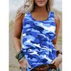 Printed Camouflage Round Neck Womens Vest Basic Elastic Vest Casual