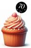 Toppers 70th Birthday Black Background White Text 6pcs.