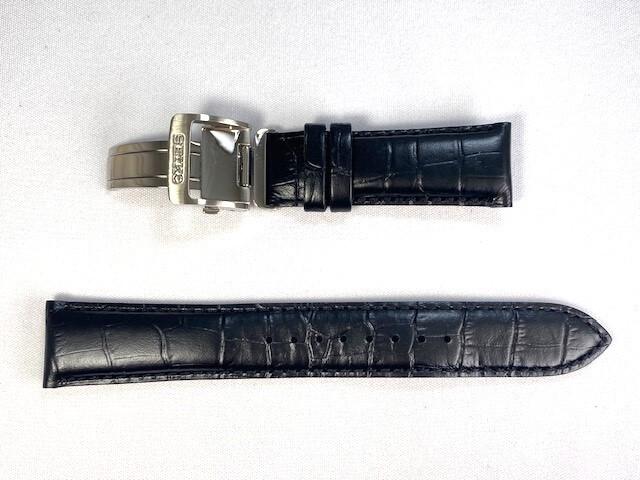 L0CA013J0 SEIKO Mechanical 20mm Leather Strap with Calfskin for via Buckle, Embossed, Black, 6R15-02V0/ SARG017 (Ships Nekoposu)