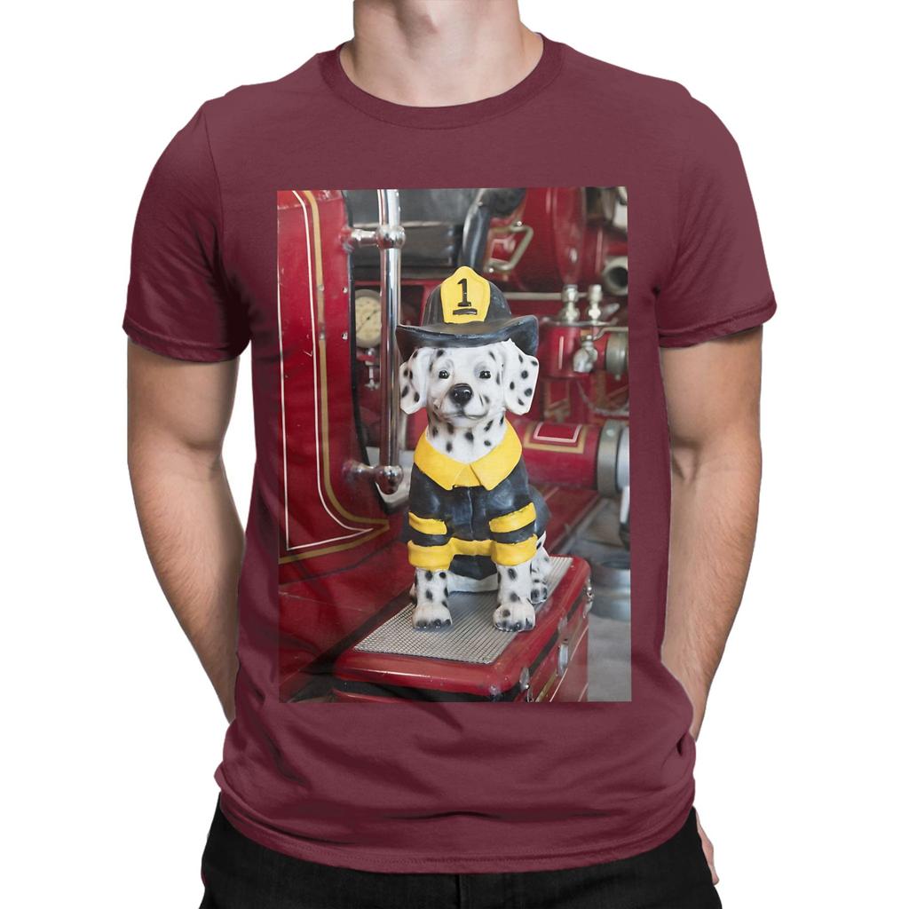 Firefighter Graphic Funny 100 Cotton TShirt Sparky the Fire Dog Tees Tops For Unisex