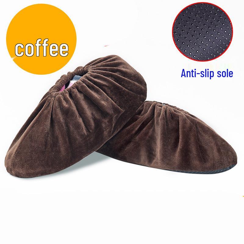 Non-slip, Wear-resistant Indoor Shoe Covers: Thickened, Dustproof, Machine Washable for Home, Computer Rooms, and Students. Enlarged Fleece Design.