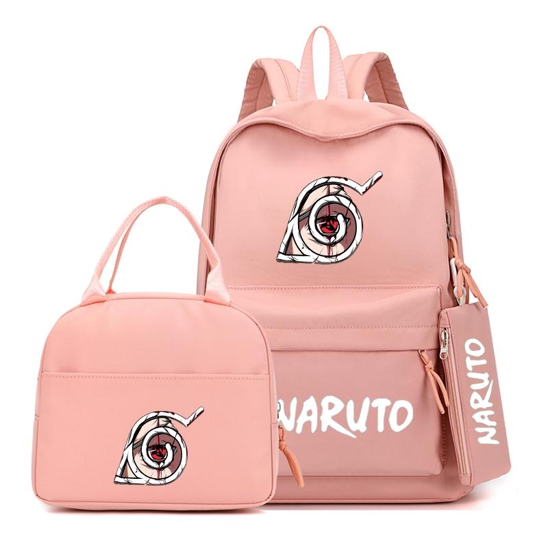 3Pcs/set Anime Naruto Backpack with Lunch Bag for Girl Boy Student Back To School Bookbag Schoolbag Men Women Leisure Travel Bag