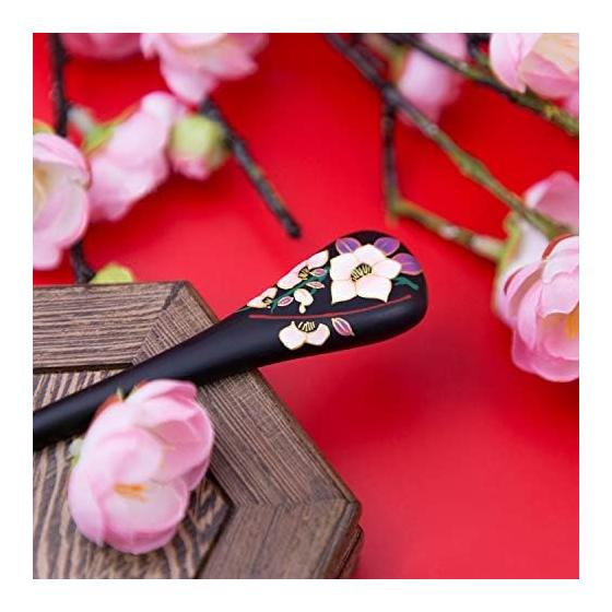 TAN MUJIANG Wooden Hairpin Lacquerware Hairpin - Fragrance (Black) / With Case Size: 170*24*7mm Material: Water Boxwood