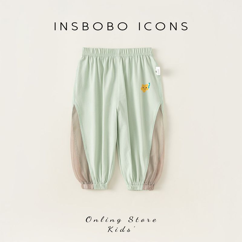 Insbobo Boys  Pants Children s Mosquito-Repellent Pants Summer Thin 2025 New Summer Children s Clothing Girls  Printed Casual Pants Green 80