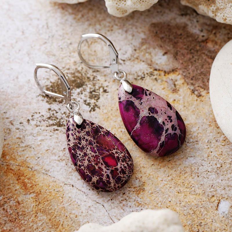 BLINGBAY Women's Vintage Purple Stone Drop Earrings Bohemian Teardrop Dangle Jewelry Gift for Party Wedding