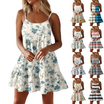 Summer Sexy Party Solid Color Spaghetti Strap Ruched Short Dress Casual For Womens