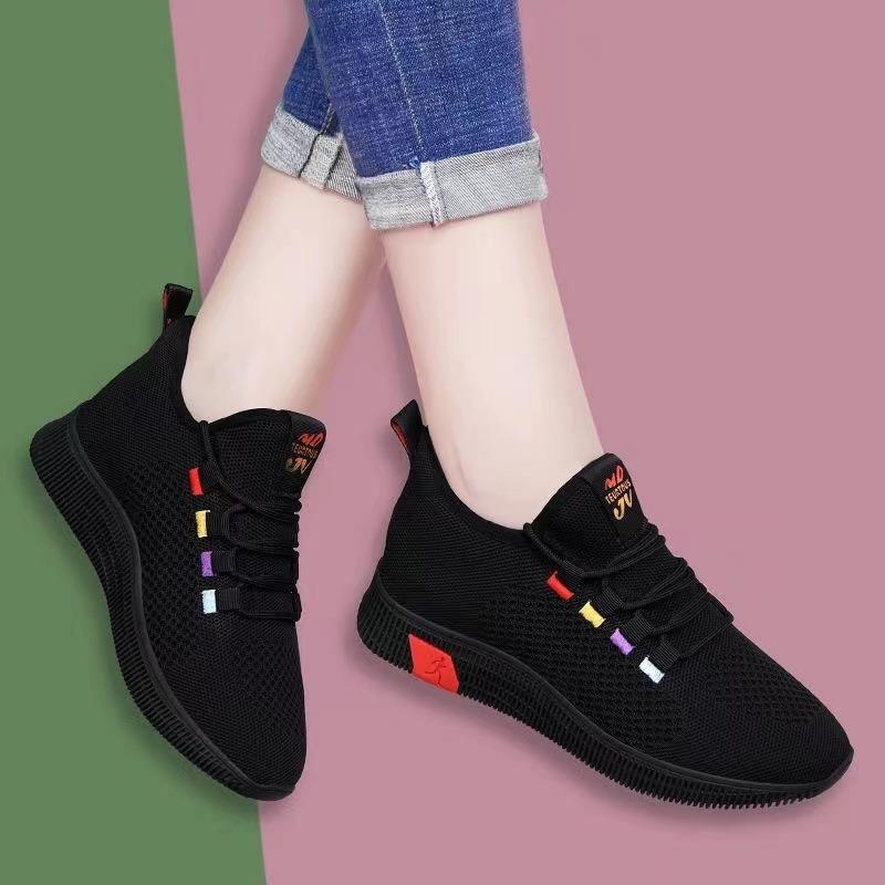 Women's Summer All-Black Breathable Soft-Soled Casual Work Shoes, Comfortable Kitchen And Hotel Footwear.