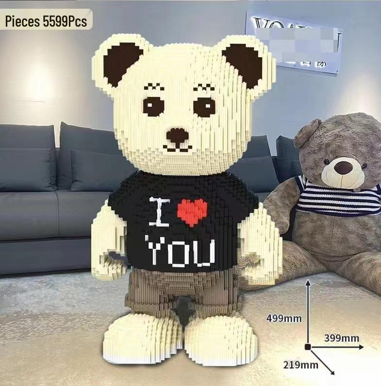 Girls' Compatible Lego: Violent Bear Building Block Series - Educational Micro-Block Interlocking Toys & Gifts