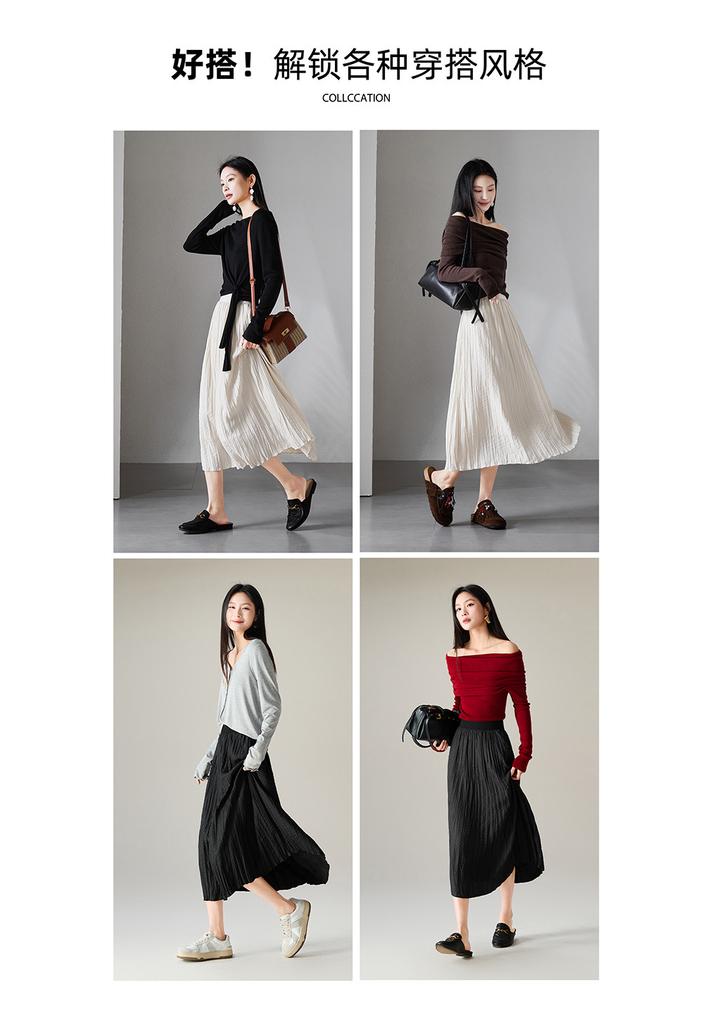 High-waisted pleated skirt