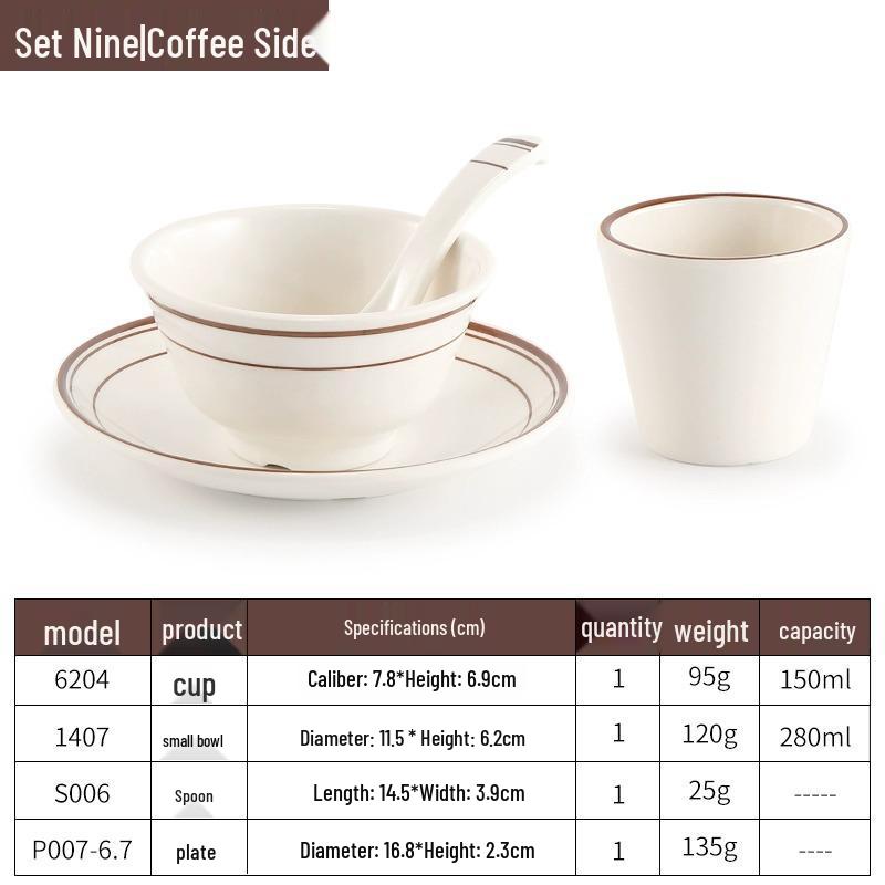 Melamine Four-Piece Table Set: Imitation Porcelain Plastic Bowls & Plates for Restaurants and Hotels