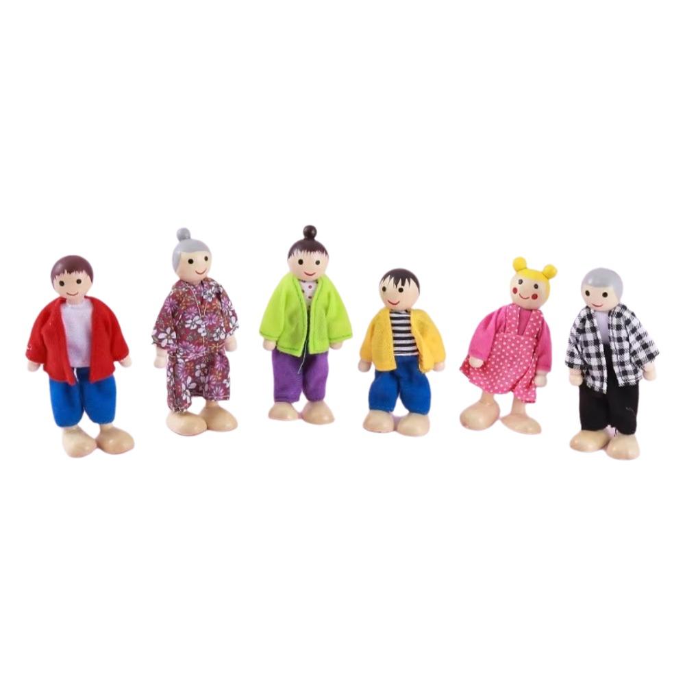Flexible Jointed Wooden Family Dolls High-Quality Wood Pretend Play Toys  Role Playing