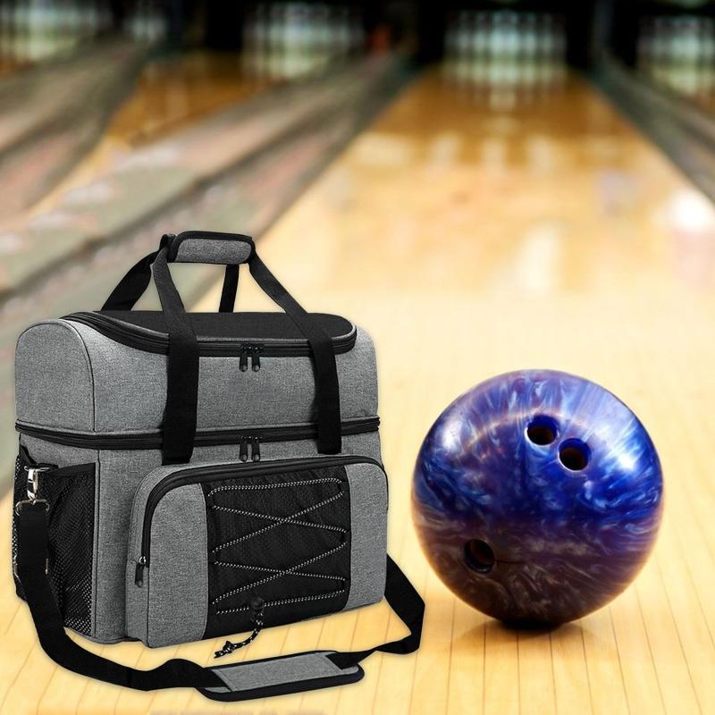 Bowling Ball Bag for Double Balls, Bowling Ball Tote Bag with for Extra Storage Pockets for Bowling Shoes & for Extra Es