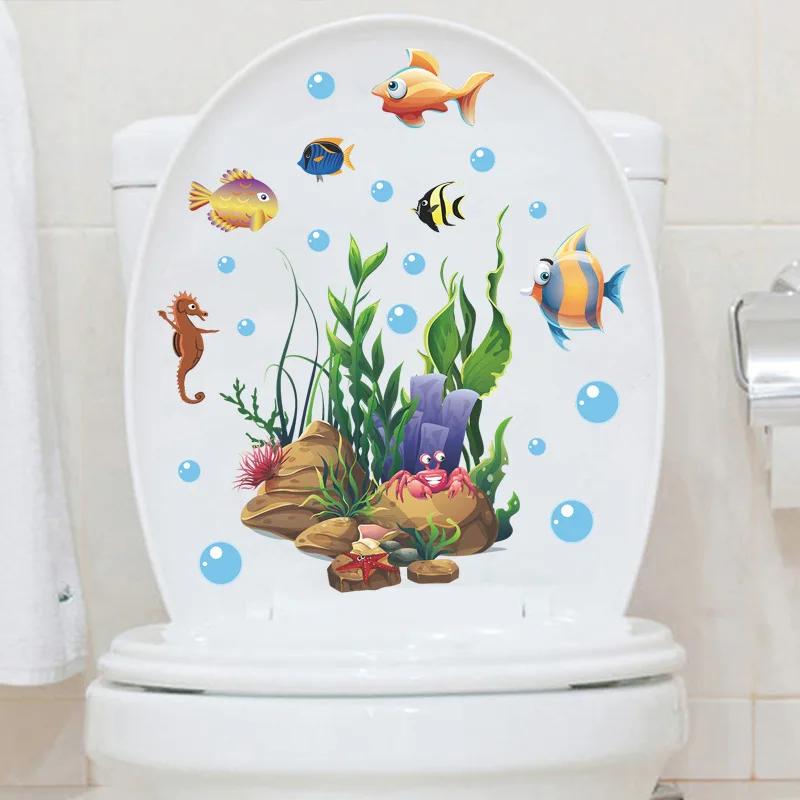

Underwater Fish Bubble Toilet Bathroom Sticker Waterproof Home Decoration Refrigerator Swimming Pool Decals 1PC 2026 Christmas 29 x 36cm
