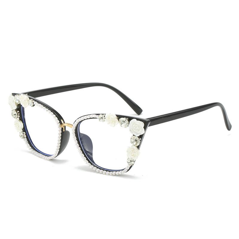 

Оправа очков Cat S Eye Anti-Blue Light специально разработана для плоских очков ручной работы с бриллиантовой инкрустацией, персонализированные трендовые декоративные селфи White Film