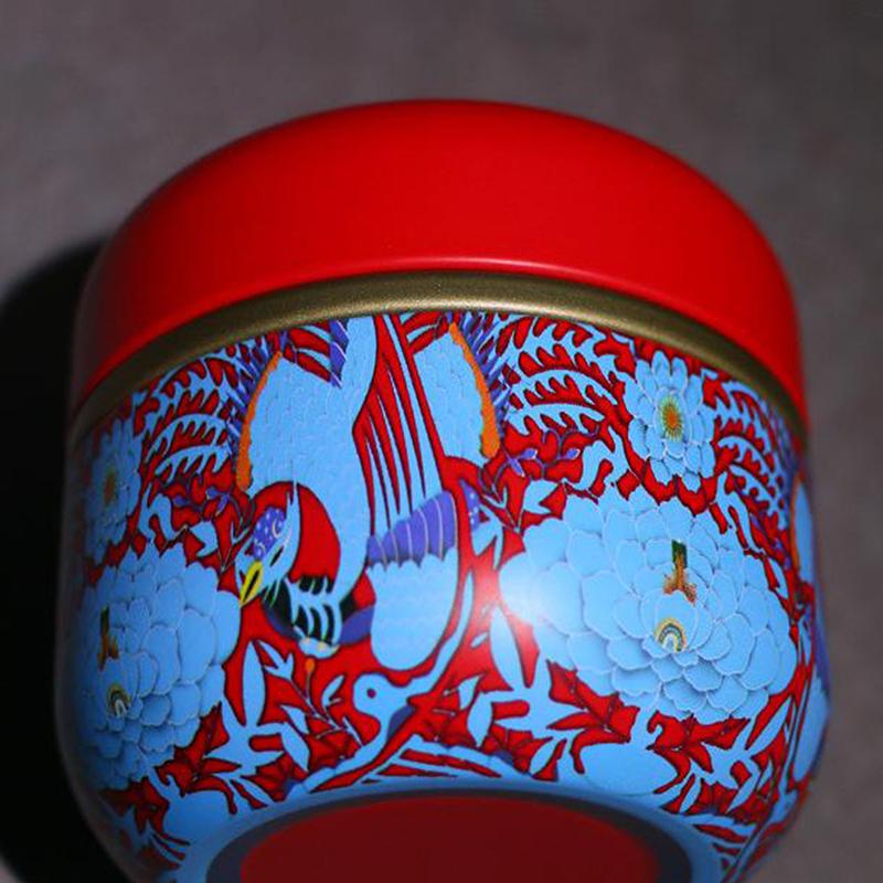 Mini Exquisite Prints Tea Tin Double Cover Tea Storage Container Portable Chinese Style Tea Can Universal Home Kandy Spices Can