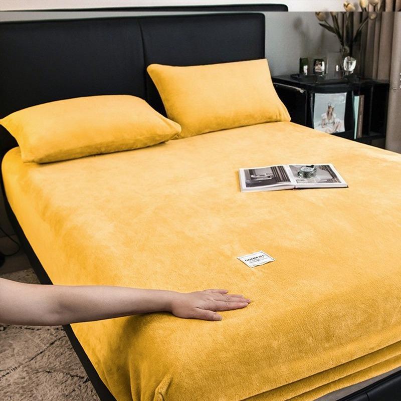 

Теплий плюшевий простирадло на ремені Зимовий кришталевий оксамитовий простирадло на ремені товстий молочний оксамитовий покривало для матраца пара двоспальна постільна білизна 1PC 90x200cm