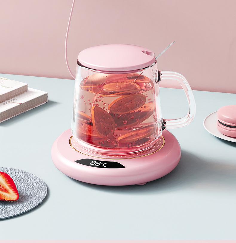 Three-Level Adjustable Temperature Cup Warmer with Insulated Coaster - 55 Degrees Constant Heating.