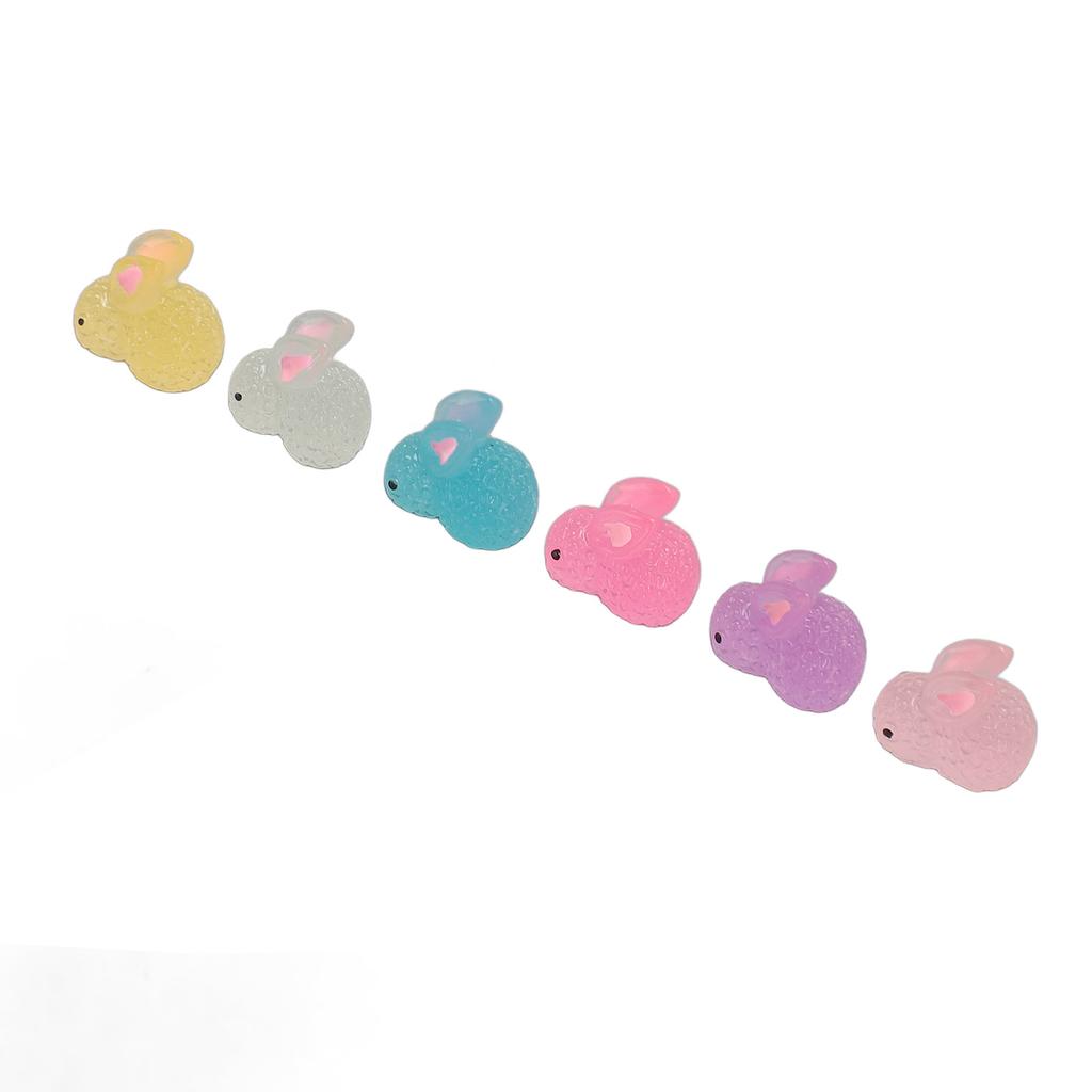 60pcs Luminous Resin Bunny Ornament Decoration Glow In Dark Resin Bunny Figure for Birthday Party