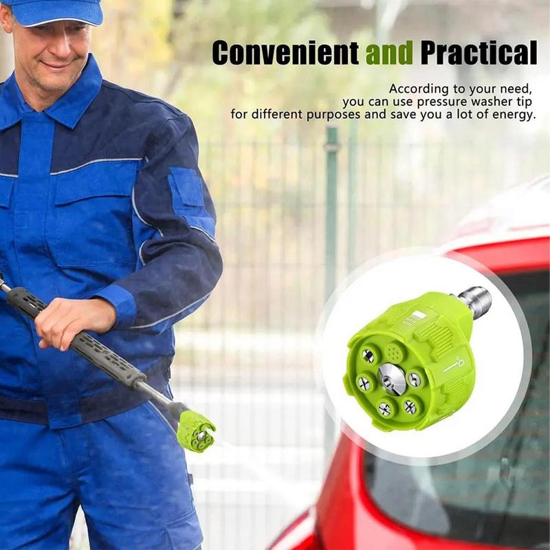 Pressure Washer Tips 6 In 1 Multifunctional Power Washer Tip Max 3500 PSI 1/4in Plug Connect Tips Nozzle Tips 360 Degree